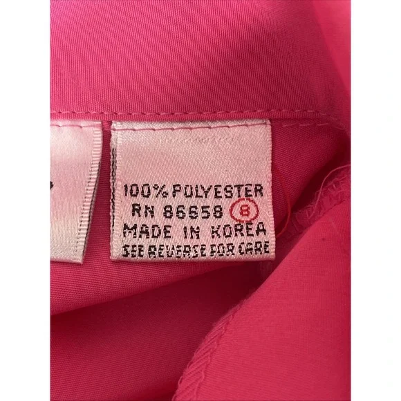 YVes Saint Clair Shirt Womens Size 8 Pink Button‎ Up Collared Summer Bright - Picture 6 of 10